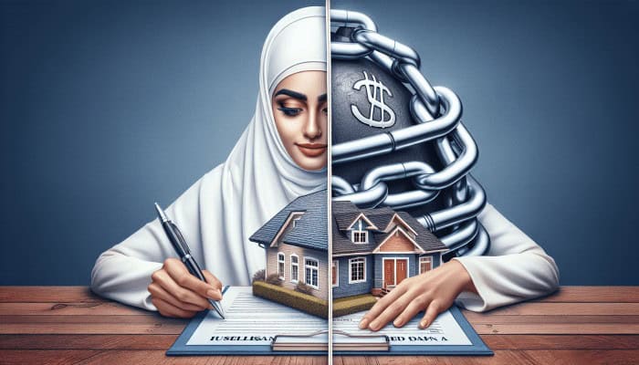 A house as collateral for a secured loan and a person signing an unsecured loan document, illustrating debt consolidation options.