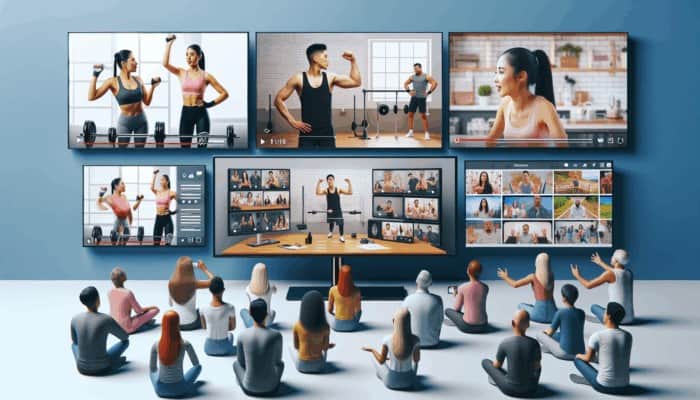 Fitness tutorials, expert interviews, and behind-the-scenes vlogs on screens, effectively engaging a diverse audience.