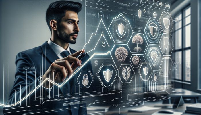 Rebuilding Your Credit After Debt Consolidation | DCL Financial advisor in a modern London office reviewing credit reports on a screen with rising graphs and shields.